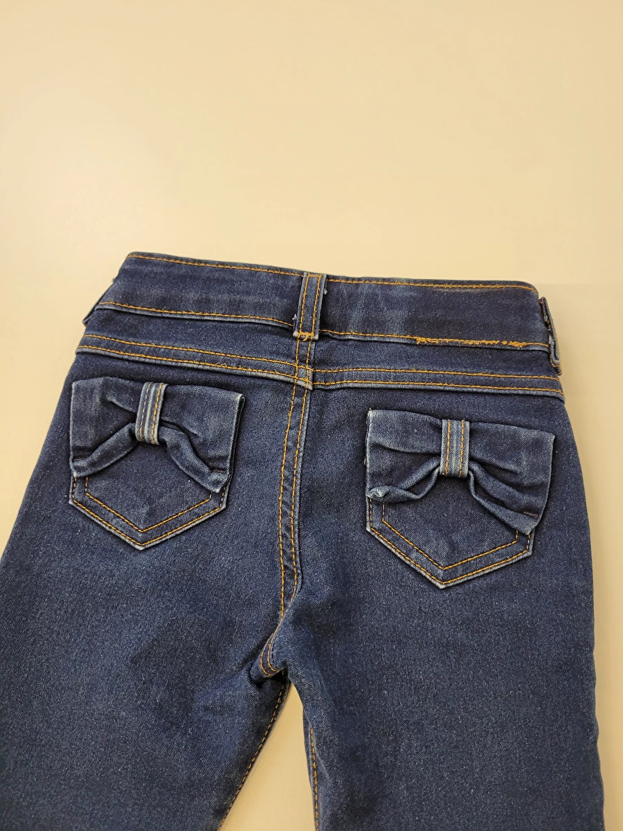 Calça Algodão Com Ajuste Na Cintura/Zíper/Botão/Tipo Jeans Azul Bakulele 2 Anos