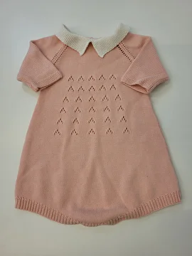 Romper Algodão Tipo Tricô Rosa Sem Marca 6 Meses