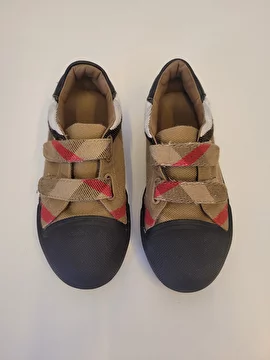 Sapatenis Com Duas Tiras De Velcro/ Xadrez Bege Burberry 33