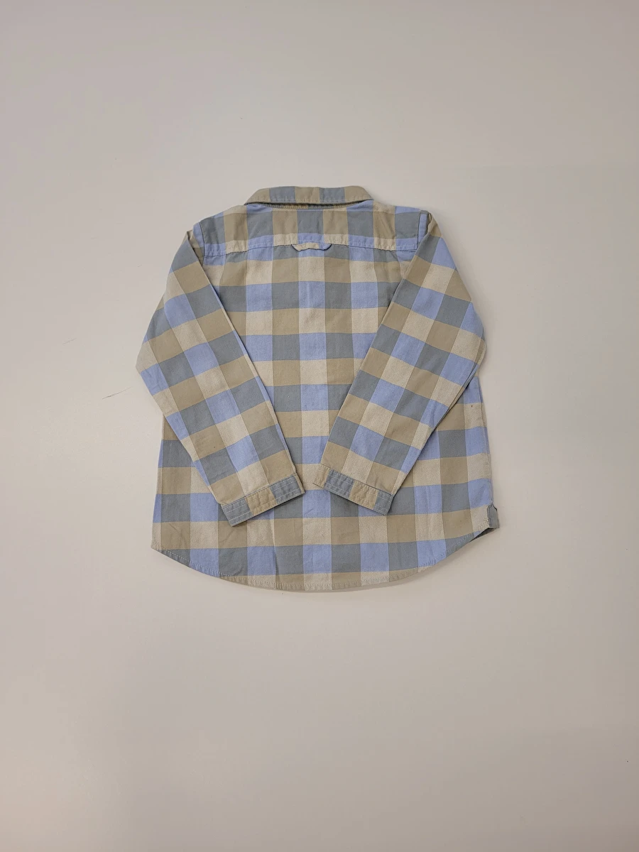 Camisa Manga Longa/Xadrez Com Bege Azul Burberry 2 Anos
