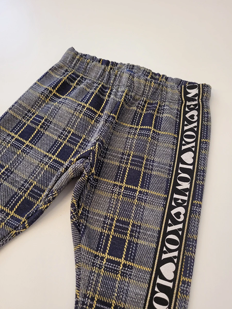 Calça Com Elástico Na Cintura/Xadrez Azul Chicco 2 Anos