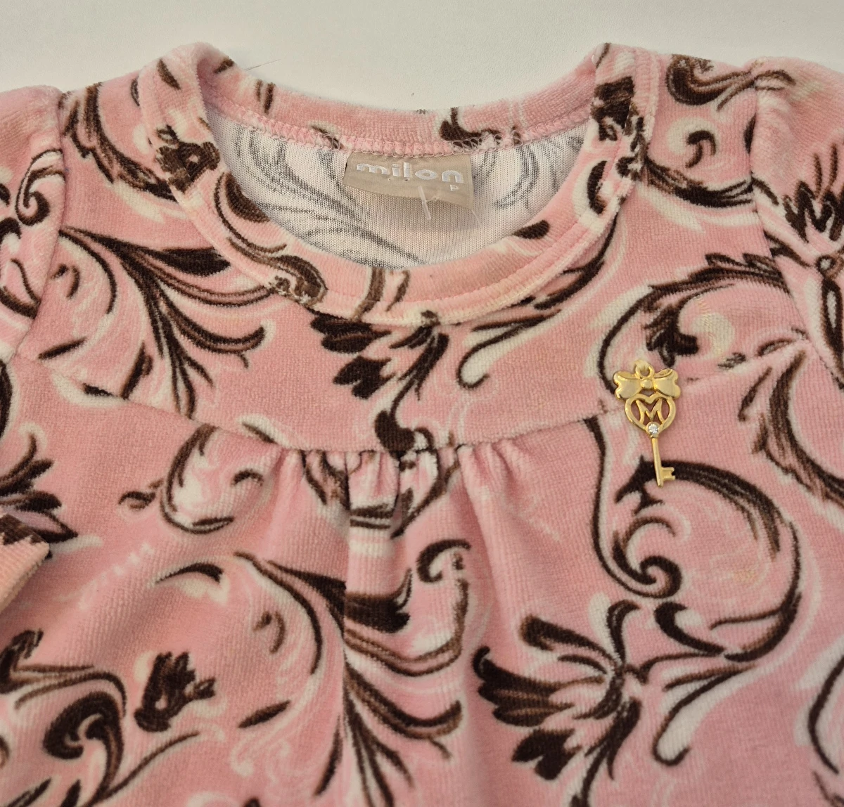 Vestido Manga Longa Com Babado Na Barra Rosa Milon 3 Meses
