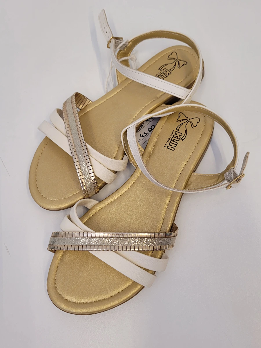 Sandália Com Fivela Dourado Klin 34