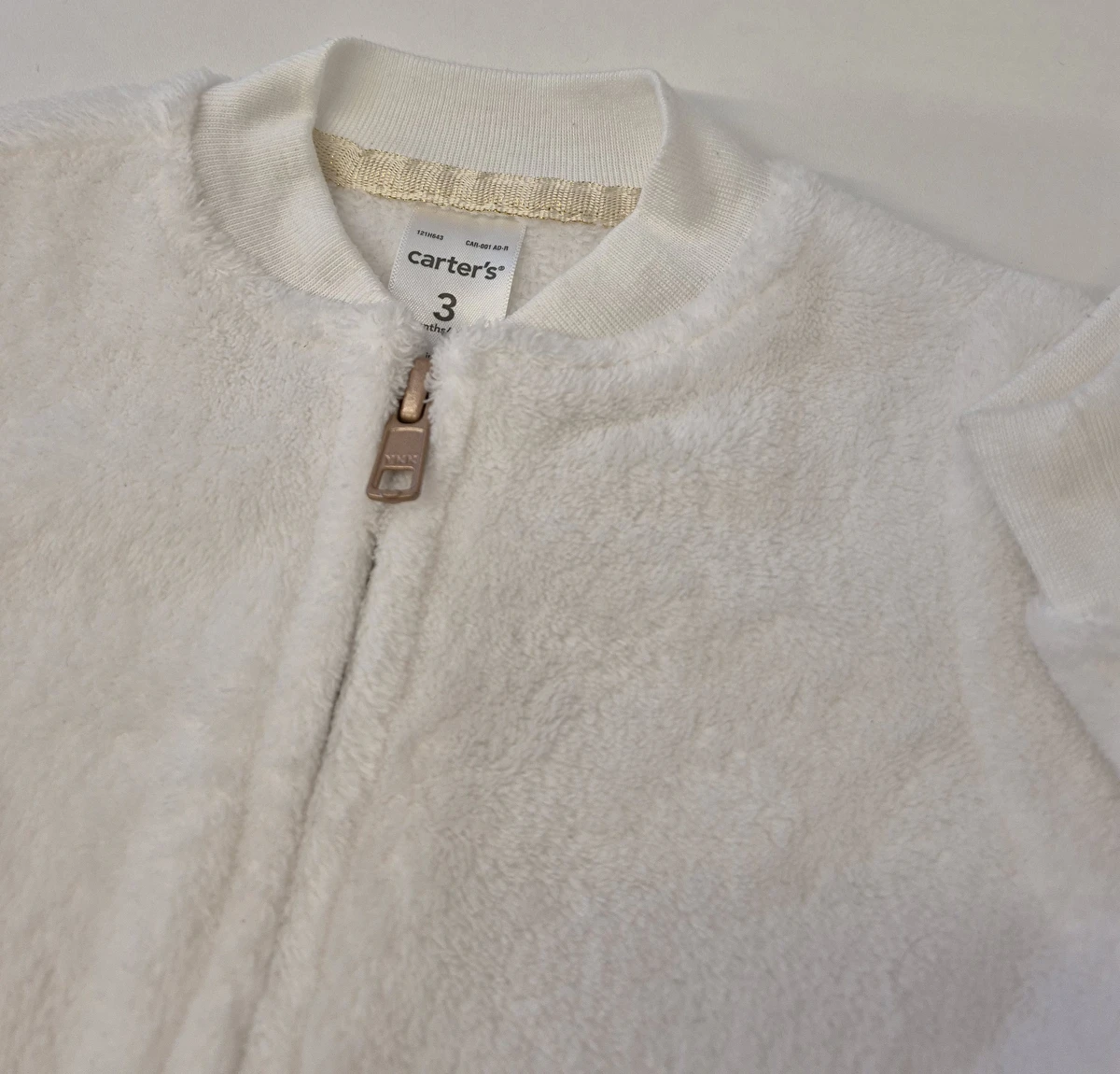 Casaco Com Zíper/Tipo Fleece Branco Carter's 3 Meses
