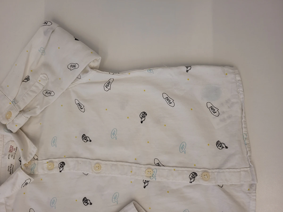 Camisa Manga Longa Branco Zara 18-24 Meses
