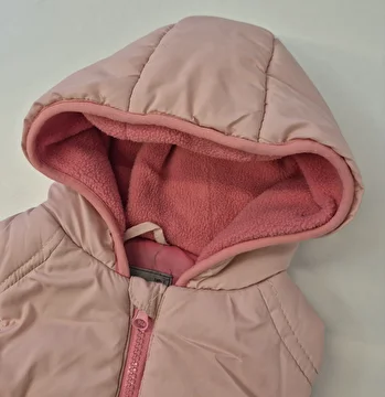 Colete Com Zíper E Capuz/Tipo Puffer Rosa Poim 1 Ano