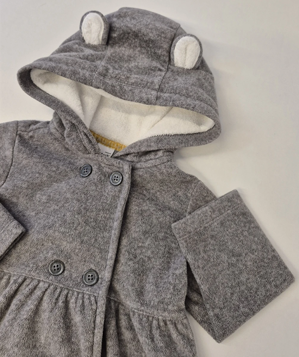 Casaco Com 4 Botões/Capuz/Tipo Fleece Cinza Carter's 1 Ano