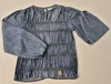 Blusa Manga Longa/Com Lastex/Tipo Jeans/Nova Azul Animê 12 Anos