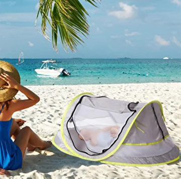 Peça Grande Tenda De Praia Portátil Para Bebês Cinza Pop Up