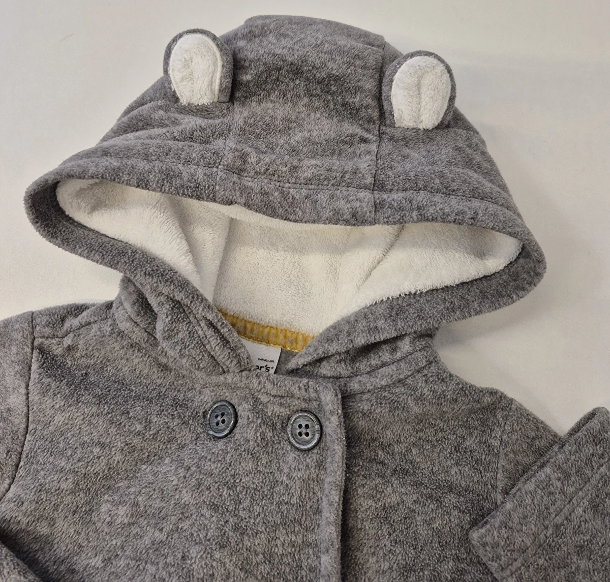 Casaco Com 4 Botões/Capuz/Tipo Fleece Cinza Carter's 1 Ano