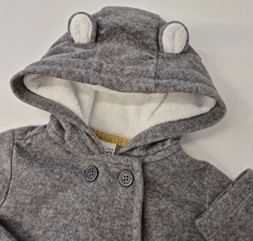 Casaco Com 4 Botões/Capuz/Tipo Fleece Cinza Carter's 1 Ano