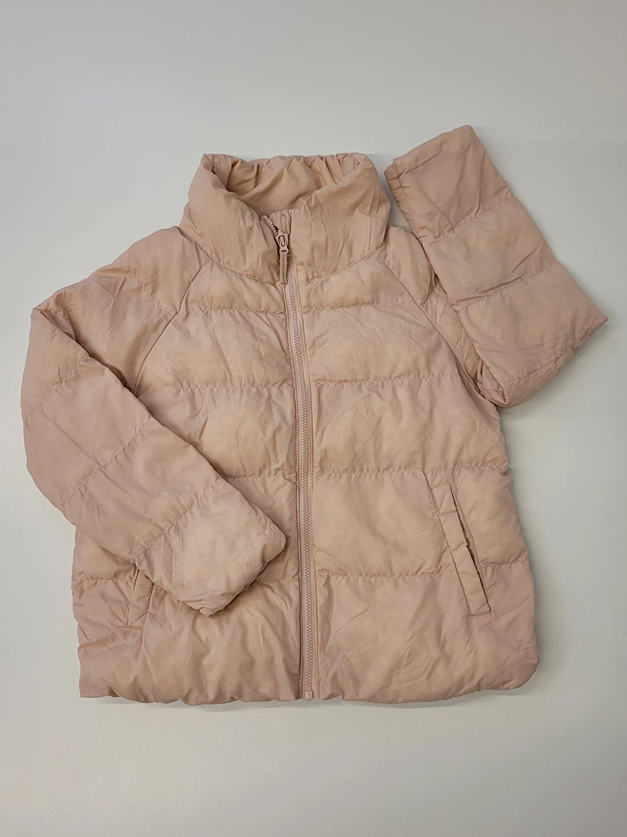 Jaqueta Com Zíper/Tipo Puffer Rosa Uniqlo 7-8 Anos