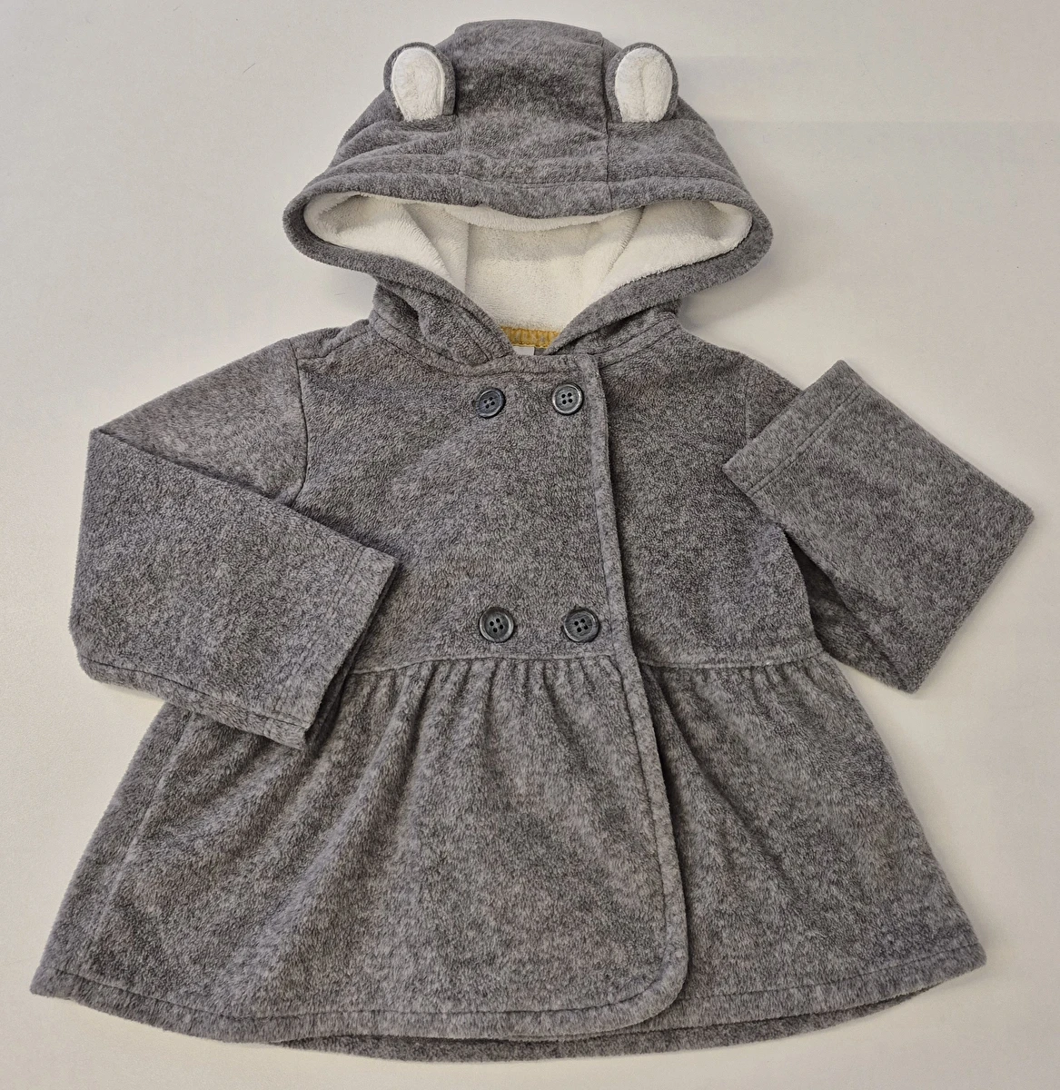 Casaco Com 4 Botões/Capuz/Tipo Fleece Cinza Carter's 1 Ano