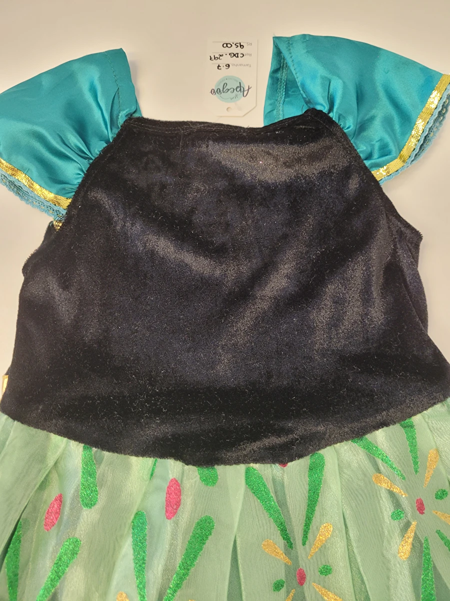 Fantasia Vestido/Anna/Frozen Verde Vogue 6-7 Anos