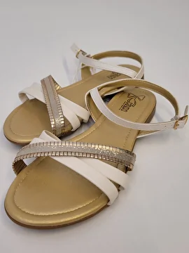 Sandália Com Fivela Dourado Klin 34