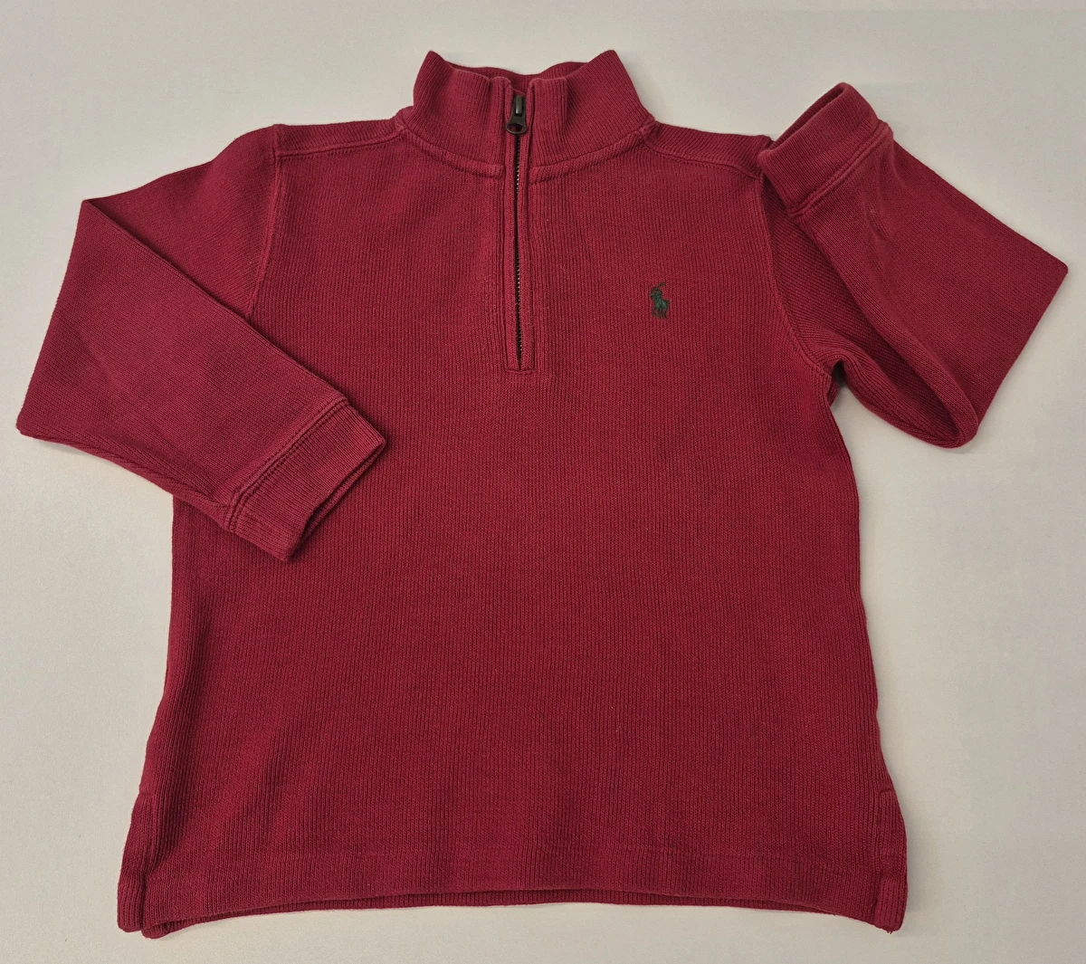 Suéter Com Zíper /Tipo Tricô Vermelho Polo Ralph Lauren 4 Anos