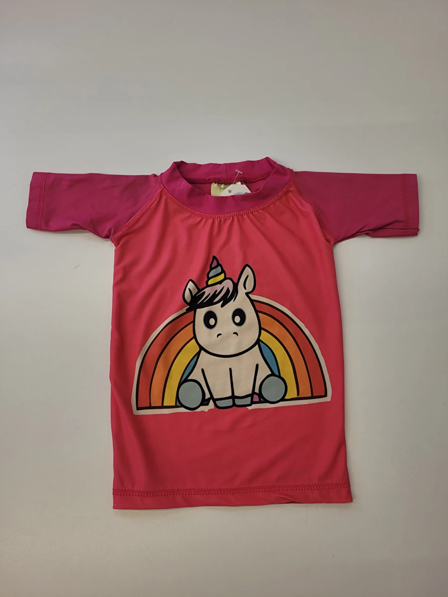Camiseta De Proteção Manga Longa/Unicórnio Rosa Glam 6 Anos