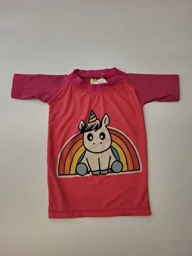 Camiseta De Proteção Manga Longa/Unicórnio Rosa Glam 6 Anos