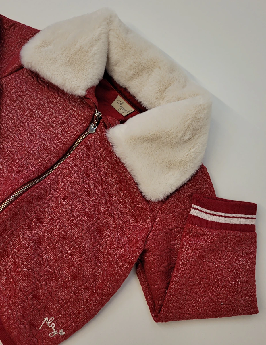 Jaqueta Com Zíper/Gola De Pêlo Vermelho Playground 2 Anos
