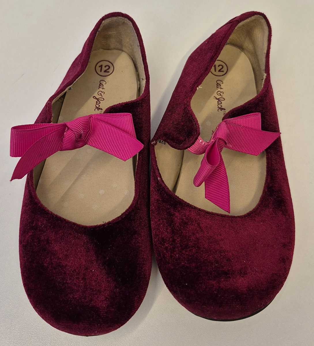 Sapatilha Com Elástico De Laço Rosa Bordo Cat & Jack 28