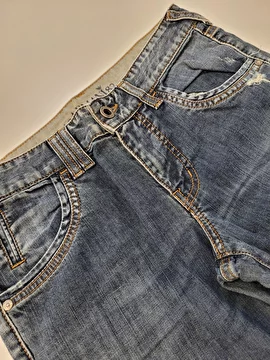 Calça Algodão Com Zíper E Botão/Tipo Jeans Azul Armani 14-16 Anos