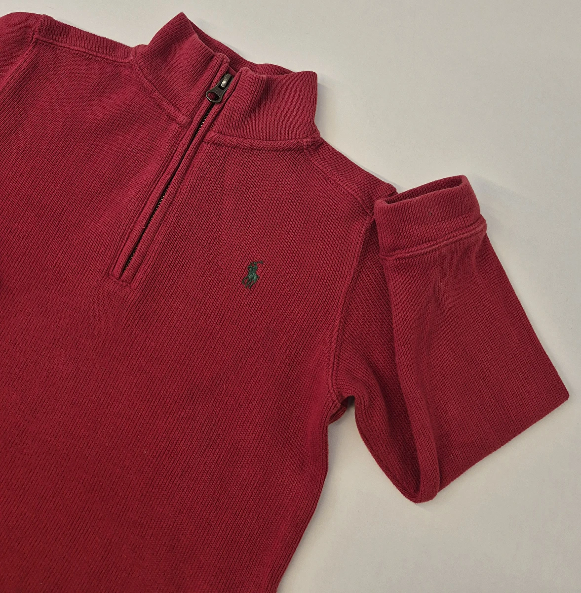 Suéter Com Zíper /Tipo Tricô Vermelho Polo Ralph Lauren 4 Anos