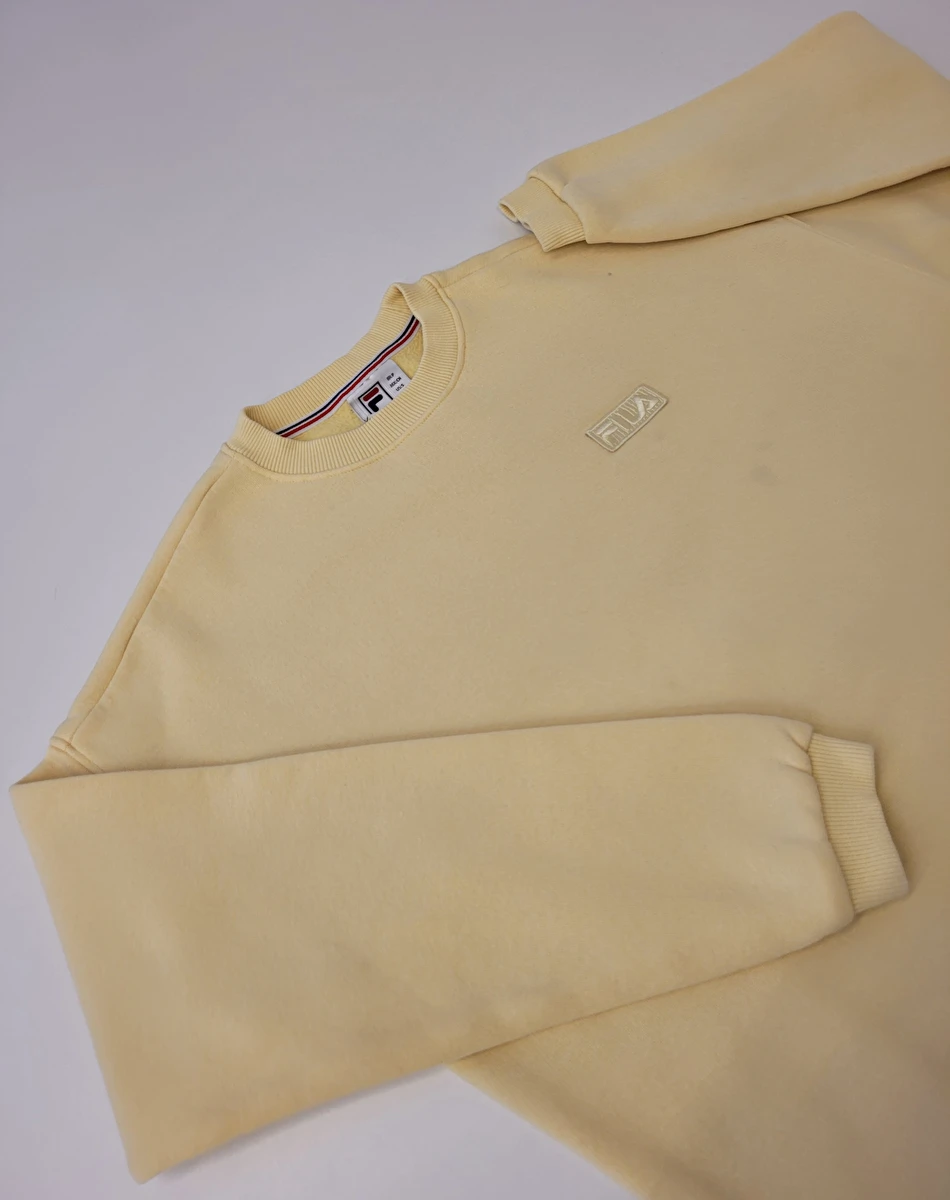 Moletom Com Pelúcia Dentro/Liso Amarelo Fila 16 Anos