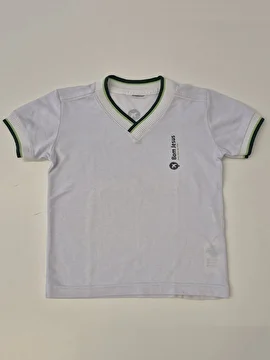 Uniforme Camiseta Manga Curta Decote V Branco Bom Jesus 6 Anos
