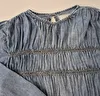 Blusa Manga Longa/Com Lastex/Tipo Jeans/Nova Azul Animê 12 Anos