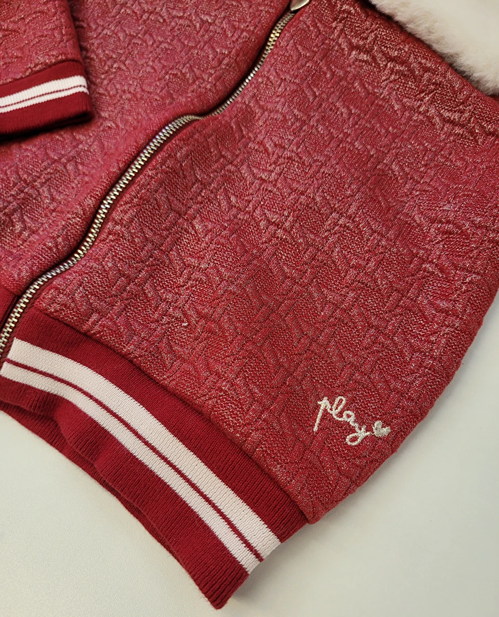 Jaqueta Com Zíper/Gola De Pêlo Vermelho Playground 2 Anos