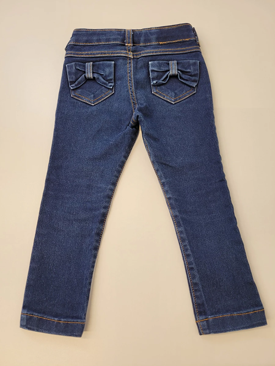 Calça Algodão Com Ajuste Na Cintura/Zíper/Botão/Tipo Jeans Azul Bakulele 2 Anos