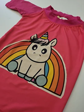 Camiseta De Proteção Manga Longa/Unicórnio Rosa Glam 6 Anos