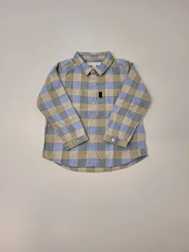 Camisa Manga Longa/Xadrez Com Bege Azul Burberry 2 Anos