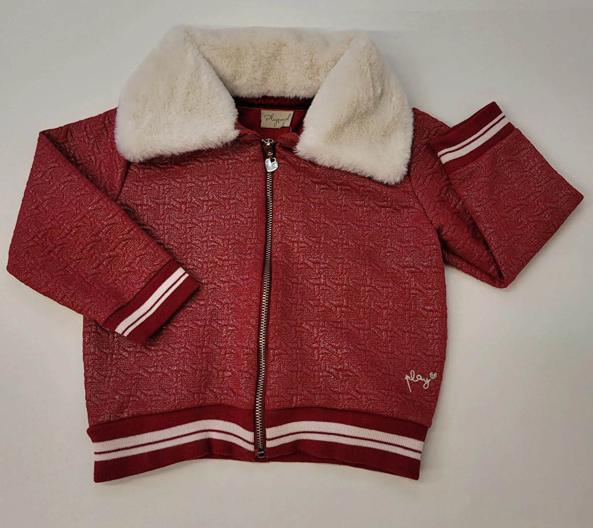 Jaqueta Com Zíper/Gola De Pêlo Vermelho Playground 2 Anos