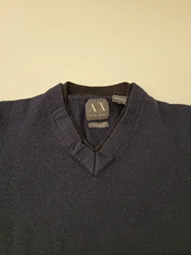 Suéter Decote V/Tipo Tricô Azul Armani 10 Anos