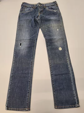 Calça Algodão Com Zíper E Botão/Tipo Jeans Azul Armani 14-16 Anos