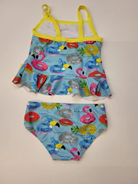 Biquíni Cropped Com Babado E Calcinha Novo Azul Kiko & Max 18 Meses