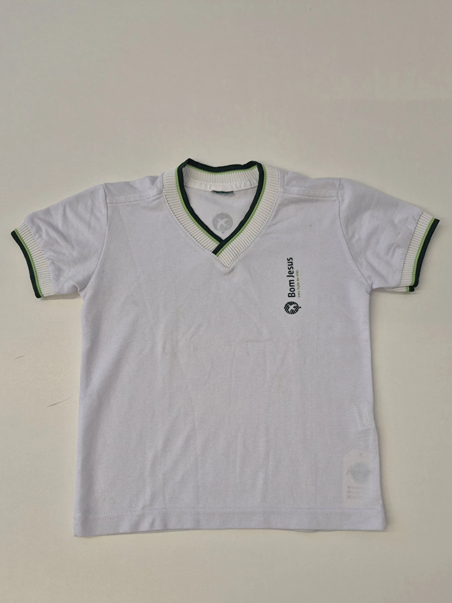 Uniforme Camiseta Manga Curta Decote V Branco Bom Jesus 6 Anos
