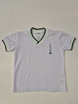 Uniforme Camiseta Manga Curta Decote V Branco Bom Jesus 6 Anos