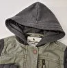 Jaqueta Com Zíper/Capuz E Mangas De Moletom Cinza Verde Abercrombie 5-6 Anos