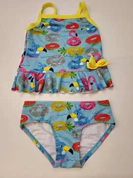 Biquíni Cropped Com Babado E Calcinha Novo Azul Kiko & Max 18 Meses