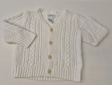 Cardigan Com 4 Botões/Tipo Tricô Branco Polo Ralph Lauren 6 Meses