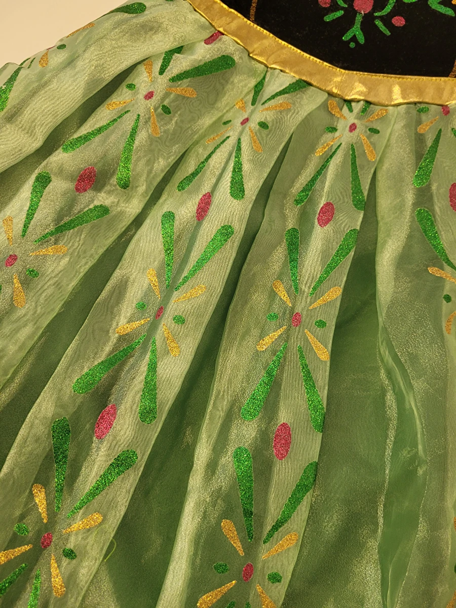 Fantasia Vestido/Anna/Frozen Verde Vogue 6-7 Anos