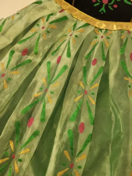 Fantasia Vestido/Anna/Frozen Verde Vogue 6-7 Anos
