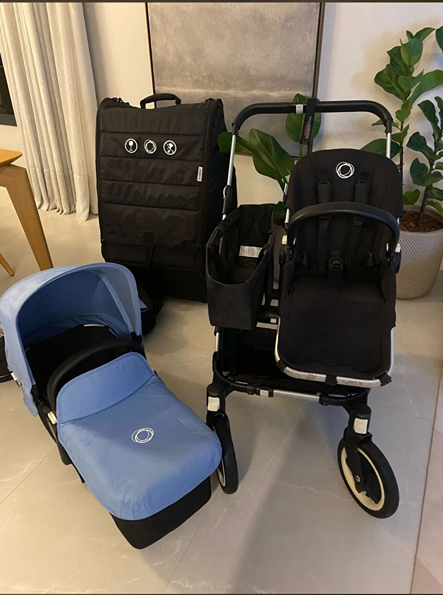 Carrinho Para Passeio / Donkey Twin / Para Gêmeos Azul Bugaboo