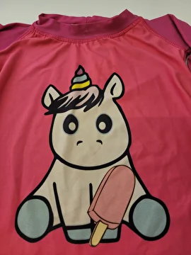 Camiseta De Proteção Manga Longa/Unicórnio Rosa Glam 4 Anos
