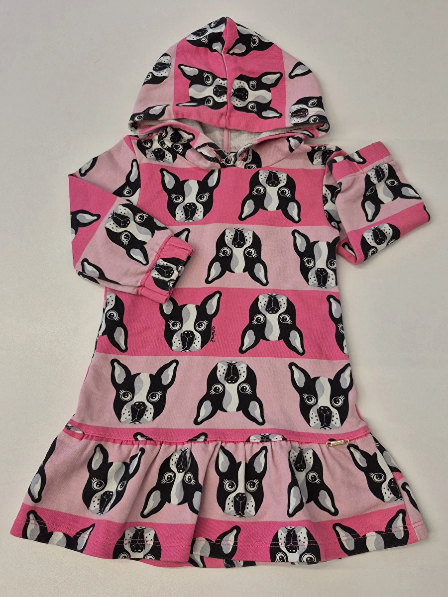 Vestido Manga Longa/Com Capuz Rosa Animê 1 Ano