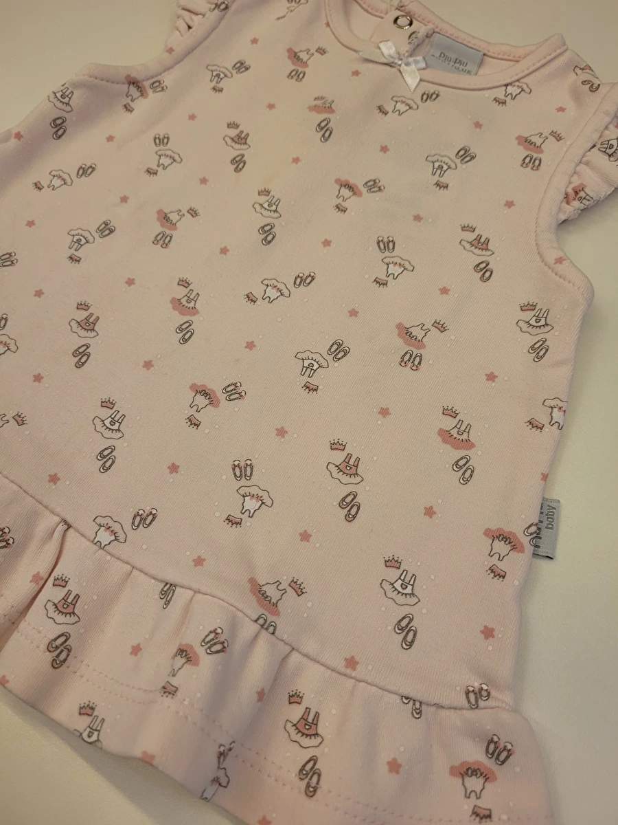 Vestido Sem Manga/Estampa Bailarina Rosa Piu Piu 9-12 Meses