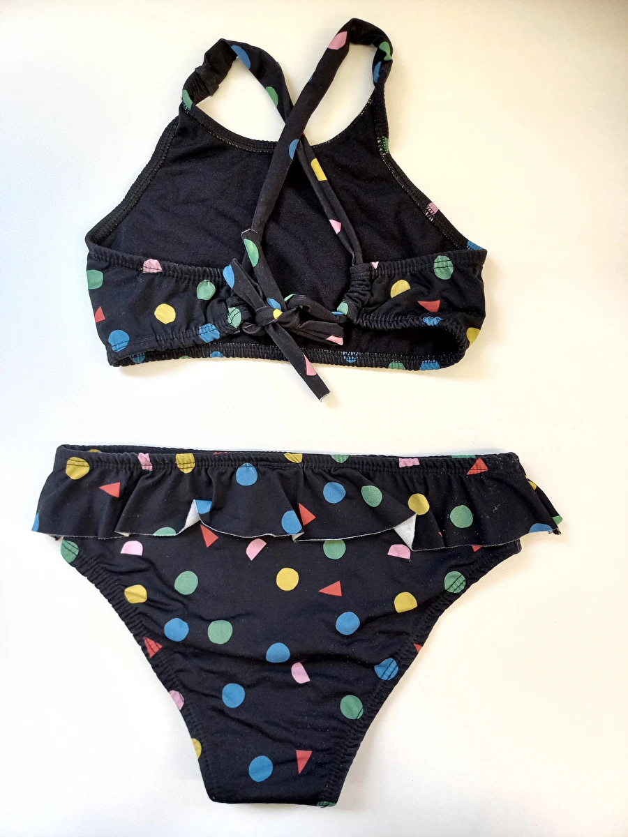 Biquíni Poliamida Com Bolinhas Coloridas Preto Fábula 8 Anos