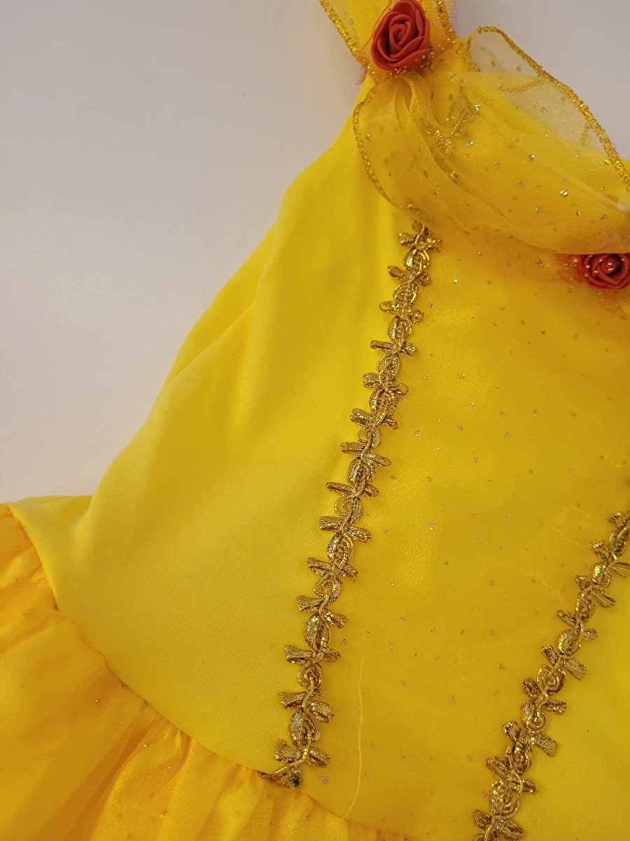 Fantasia Vestido/Bela Da Bela E A Fera Amarelo Tango Fashion 6 Anos